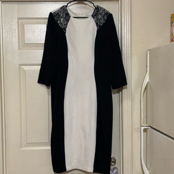 New York & Company Black and White Midi Sheath Dress - Picture 6 of 6